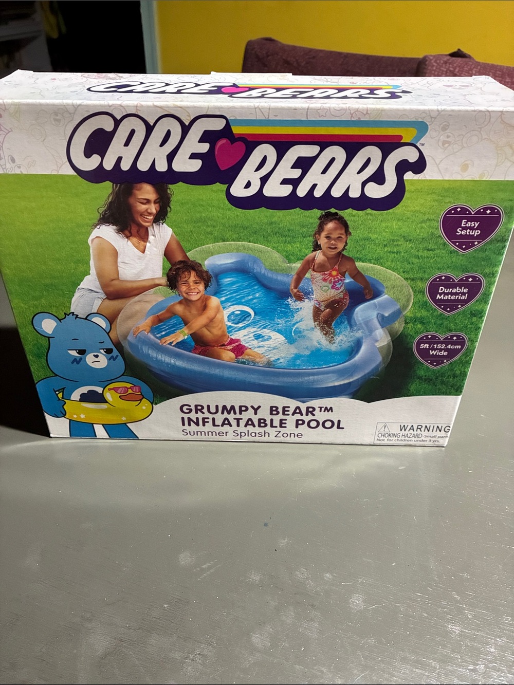 Care Bears Grumpy Bear Blue Inflatable Splash Pool 5’x5’x1.2’ NIB